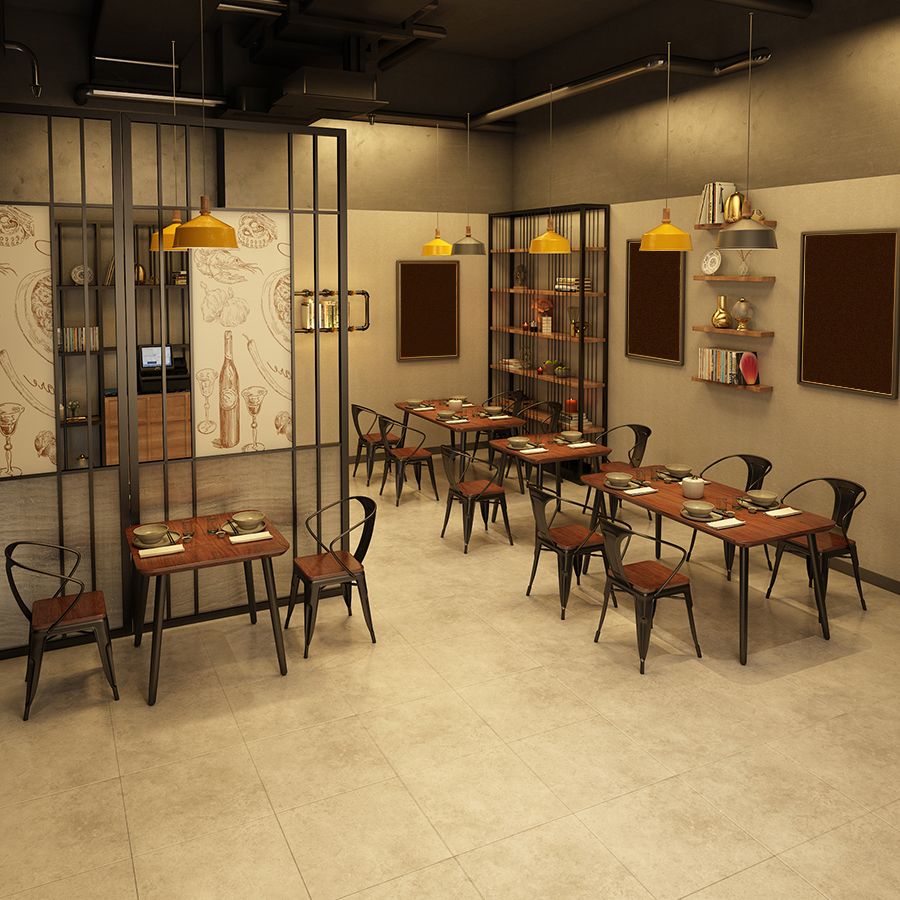 Solid Wood Industrial Dining Table Brown Rectangle Table with Black Frame for Dinning Room Clearhalo ' dining_table' 'Dining Tables & Seating' 'Dining Tables' 'furn' 'furn_dining_table' 'Furniture' 'furniture_dining_table' 'Kitchen & Dining Furniture' 'kitchen&dining_furn' 'kitchen' 'kitchen_dining_table' 1200x1200_a4447580-6efb-4049-a90a-cb1a15240e81