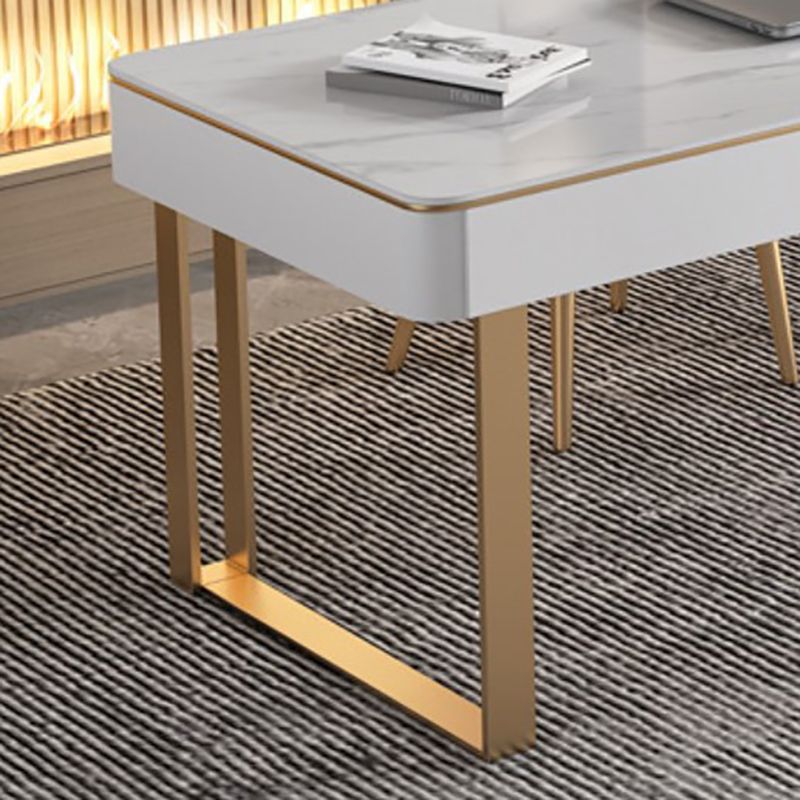 Curved Sled Writing Desk with 2 Drawers Office Desk Stone and Metal Clearhalo 'furn' 'furn_office_desk' 'Furniture' 'Office Desks' 'Office Furniture' 'office_desk' 1200x1200_a444a7d7-e516-49cd-bb9b-75d7698599c2