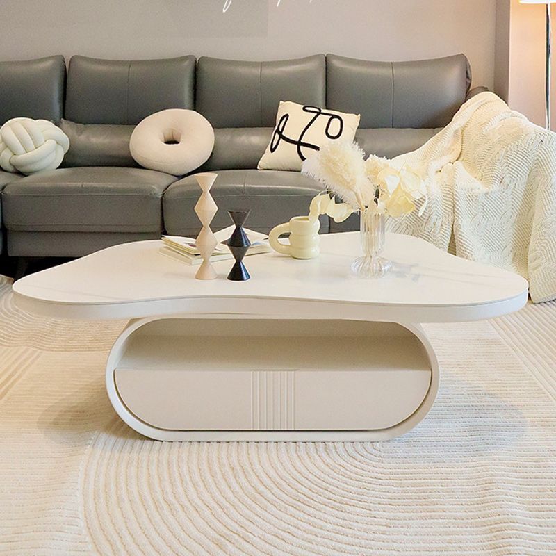 Stone Geometric Contemporary Coffee Table Single Cocktail Table with Storage Drawers Clearhalo 'Coffee & Accent Tables' 'Coffee Tables' 'coffee_tables' 'furn' 'furn_coffee_tables' 'Furniture' 'Living Room Furniture' 1200x1200_a4450d3d-a7a3-4046-a34d-07074170cb14