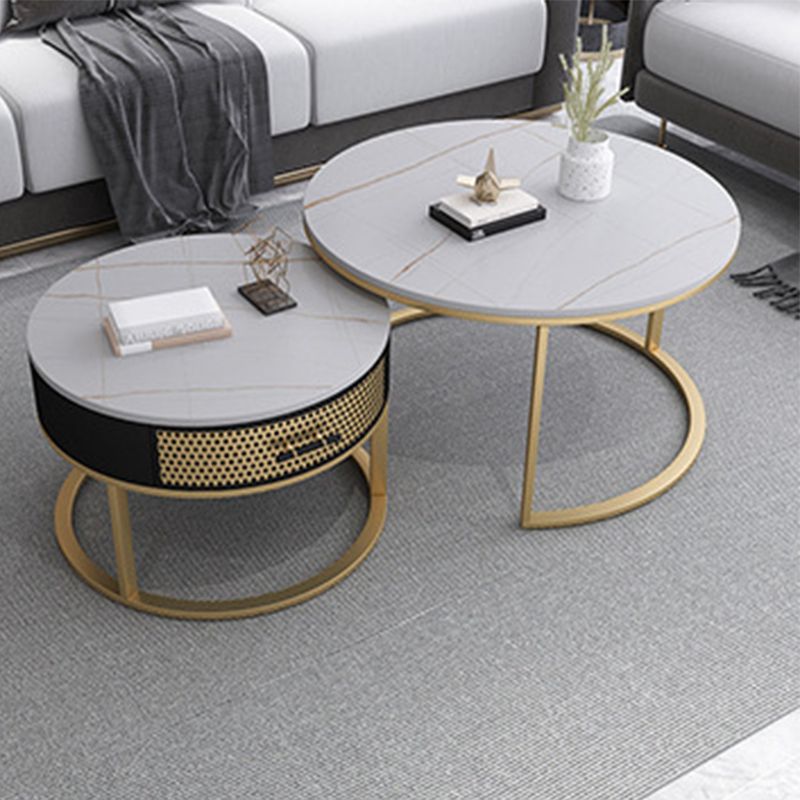 Frame Base Design Marble Metal Iron Black Base Round Coffee Table Clearhalo 'Coffee & Accent Tables' 'Coffee Tables' 'coffee_tables' 'furn' 'furn_coffee_tables' 'Furniture' 'Living Room Furniture' 1200x1200_a445605b-1e25-4b82-80b8-a9a037eabcb9