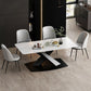 Moderne rechthoekige dinetteset 1/2/5/7-delige eettafelset met blad van gesinterd steen