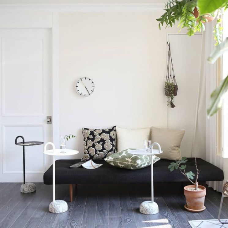 Round Metal Table and Stone Pedestal Base Base Medieval Modern Style Side Table