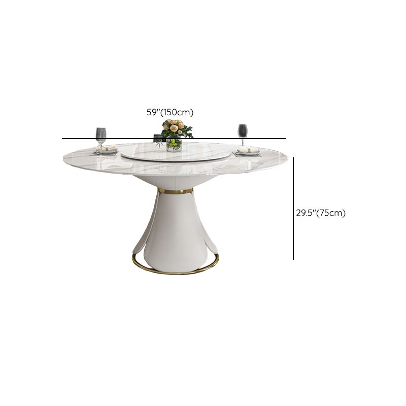 Round Dining Table Set with Padded Chairs 1/5/7 Pieces White Dining Set for Home