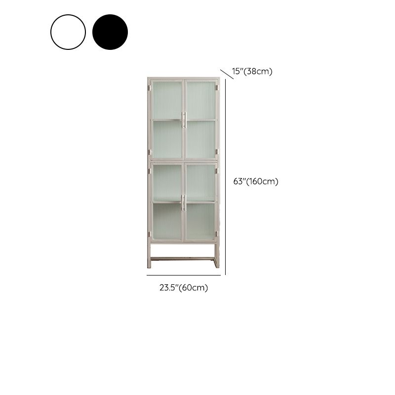 Industrial Metal Cabinet in White Distressed Chest with Glass Paned Clearhalo 'Cabinets & Chests' 'cabinets_chests' 'furn' 'furn_cabinets_chests' 'Furniture' 'Living Room Furniture' 1200x1200_a44b4593-d42b-48ce-a83f-4798f86c3fce