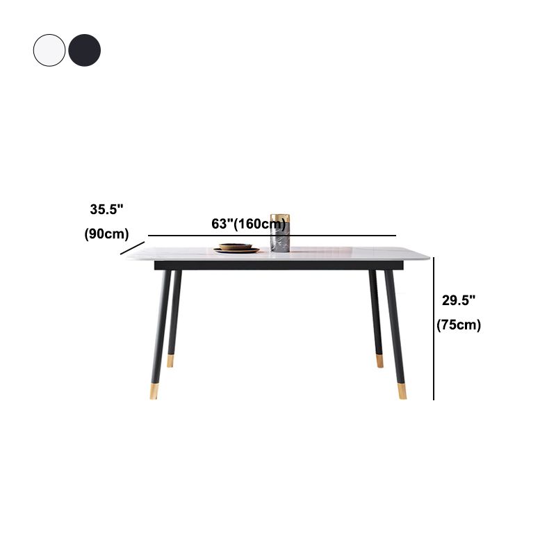 Metal Modern Rectangle Dining Table Sintered Stone Top Table with 4 Legs Clearhalo 'Dining Tables & Seating' 'Dining Tables' 'dining_table' 'furn' 'furn_dining_table' 'Furniture' 'Kitchen & Dining Furniture' 1200x1200_a44c2d2f-5421-495d-82b4-fd6f1007d57e