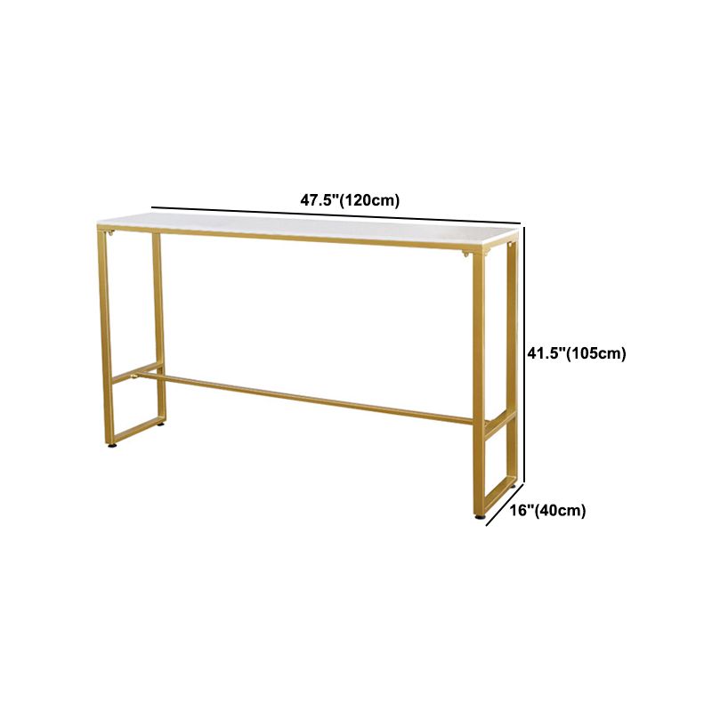 Tavolo da pub rettangolare in tavolo da bistrot lussuoso bianco con base di cavalletto in metallo