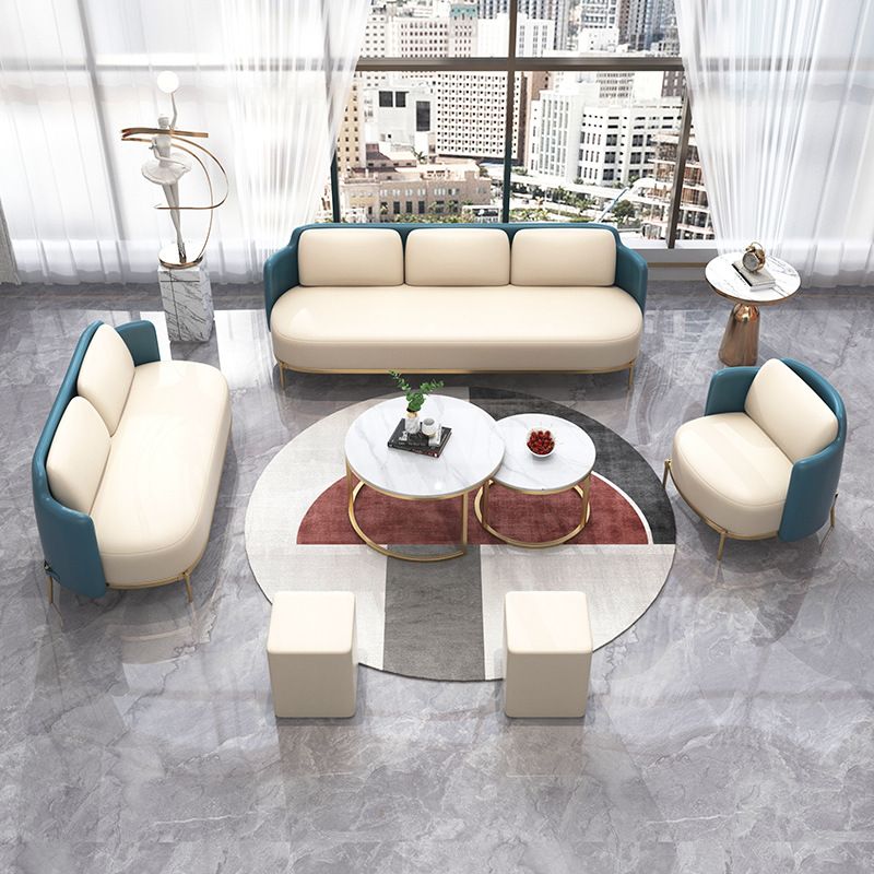 Tuxedo arm Standaard bankleer en ijzeren zitplaatsen in beige voor bonusruimte