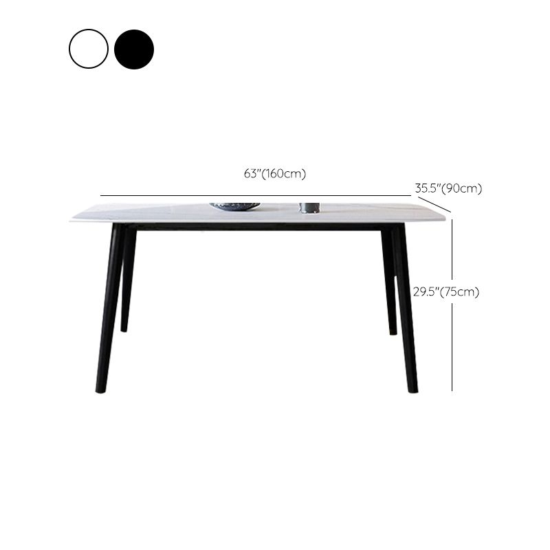 Industrial Sintered Stone Dining Table Rectangle Table with Wooden 4 Legs Clearhalo 'Dining Tables & Seating' 'Dining Tables' 'dining_table' 'furn' 'furn_dining_table' 'Furniture' 'Kitchen & Dining Furniture' 1200x1200_a44fd4e1-659d-48b7-acb7-3623eac64c05