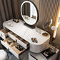 Glass/Stone Top Make-up Vanity Solid Wood Vanity Dressing Table with Storage Drawers