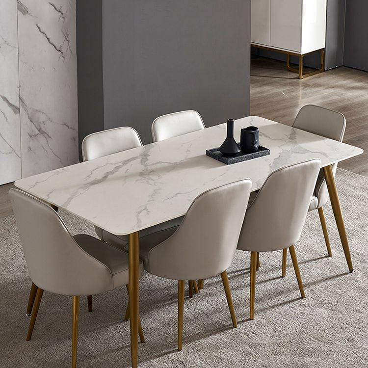 Modern Style Sintered Stone Dining Table with White Rectangle Shape Table for Home Use Clearhalo 'Dining Room Sets' 'Dining Tables & Seating' 'dining_room_set' 'furn' 'furn_dining_room_set' 'Furniture' 'furniture_dining_room_set' 'Kitchen & Dining Furniture' 'kitchen&dining_furn' 'kitchen' 1200x1200_a452751d-179b-42f0-abb5-29de894b9a62