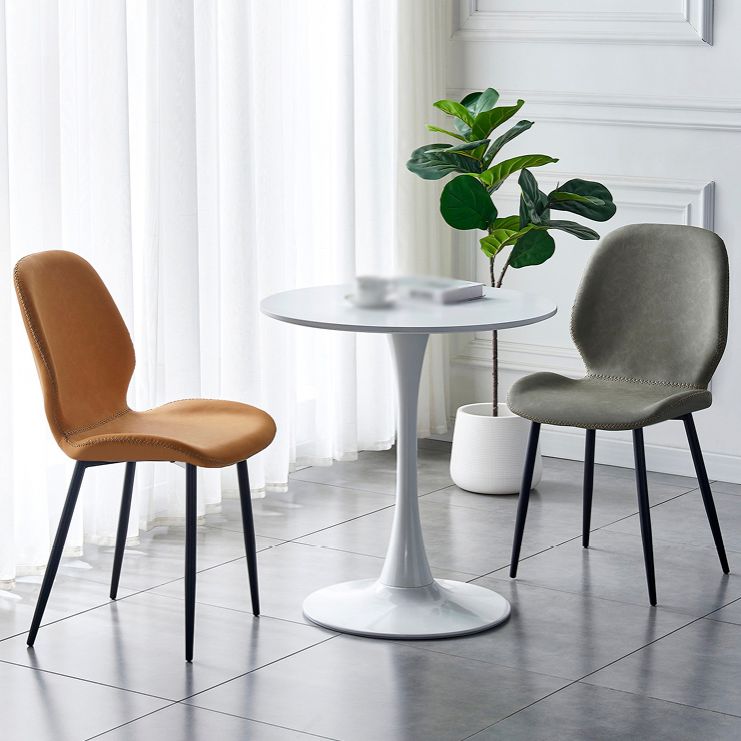 Contemporary Metal Dining Room Chairs Armless PU Leather Dining Chairs Clearhalo ' kitchen&dining_furn' 'Dining Chairs' 'Dining Tables & Seating' 'dining_chair' 'furn' 'furn_dining_chair' 'Furniture' 'furniture_dining_chair' 'Kitchen & Dining Furniture' 'kitchen' 1200x1200_a452934d-8dc0-4850-8243-028ea2032e6f