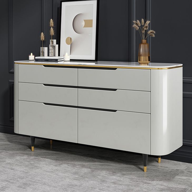6-schüchternen Holz Sideboard moderner Tisch mit Steinarbeitsplatte für Wohnzimmer