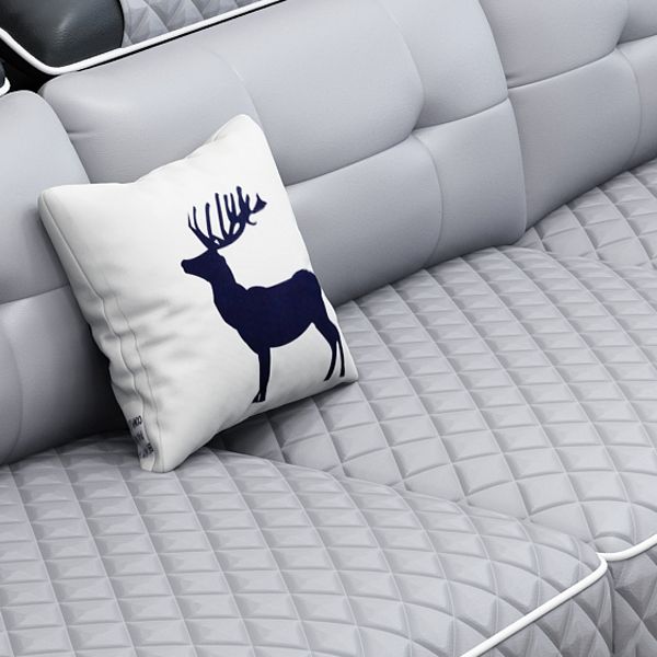 Sofá seccional de cuero de campo sintético francés con brazos de almohada