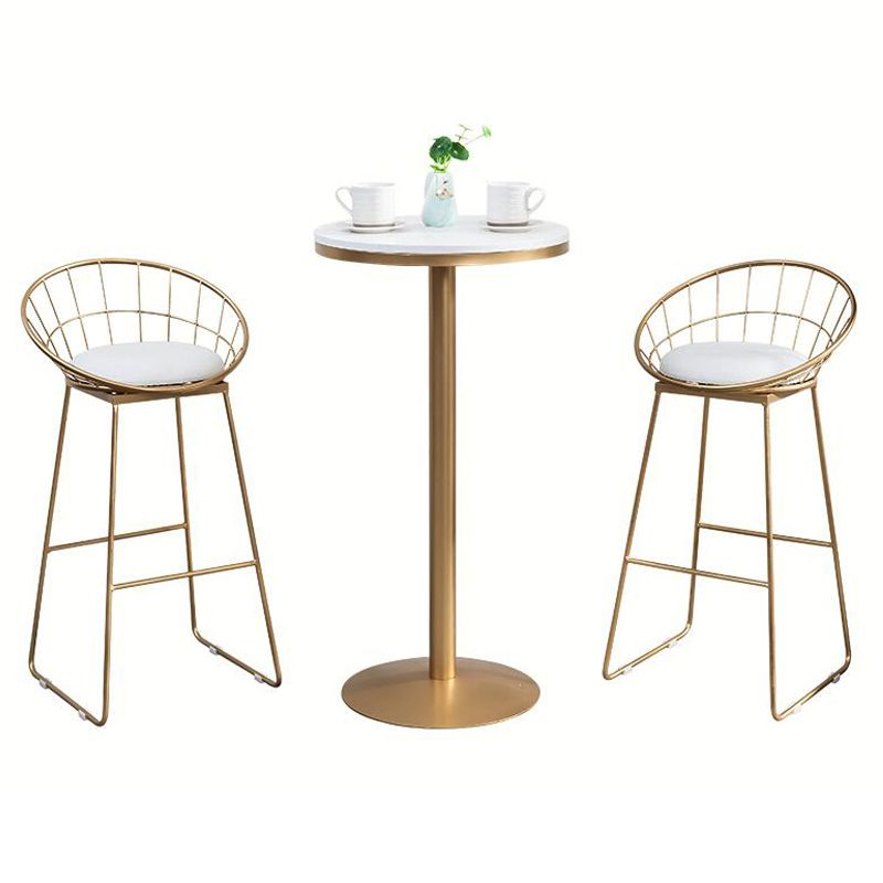 Glam 1/2/3 Pieces Faux Marble Bar Table Set Fixed Table Counter Set for Home Use Clearhalo 'Bar Furniture' 'furn' 'furn_home_bar_bar_sets' 'Furniture' 'Home Bars & Bar Sets' 'home_bar_bar_sets' 'Kitchen & Dining Furniture' 1200x1200_a456e3a6-0138-4441-890d-cc7d8a952b4f
