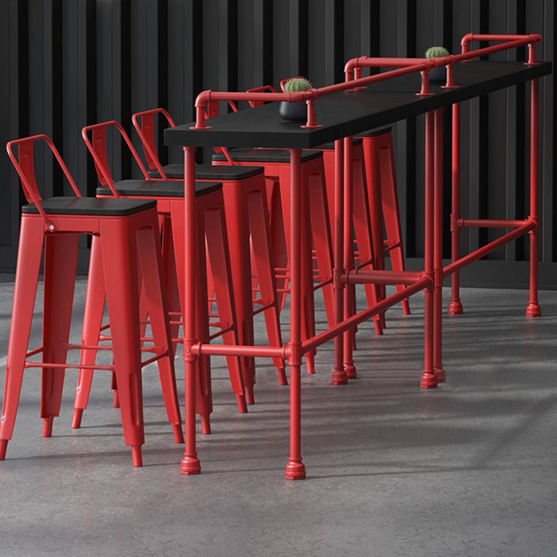 Industrial Wood Bar Table with Rectangle Table Top Red Trestle Table - 45.28" H Clearhalo 'Bar Furniture' 'Bar Tables' 'bar_tables' 'furn' 'furn_bar_tables' 'Furniture' 'furniture_bar_tables' 'Kitchen & Dining Furniture' 1200x1200_a457498b-24cc-4287-ba55-5d4fe84727bf