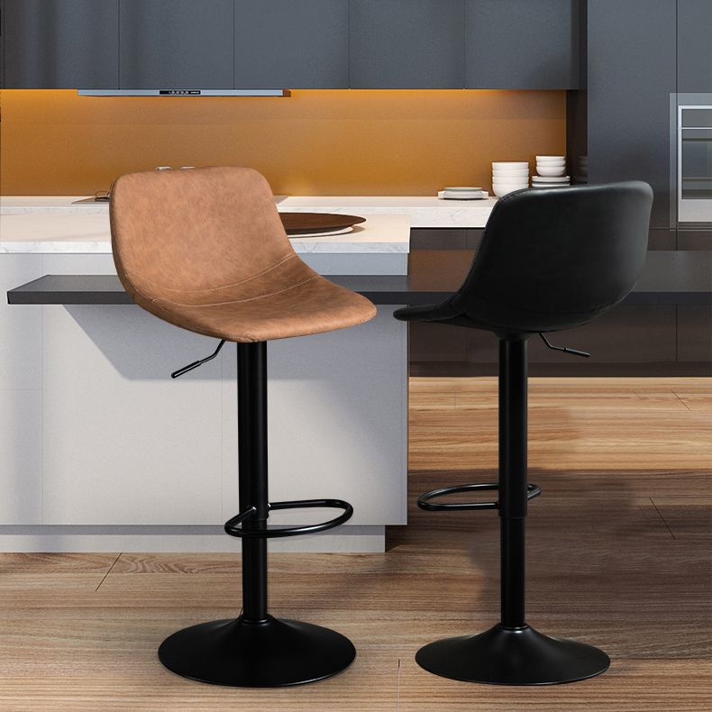 Industrial Metal Barstool Faux Leather Counter Stool for Home