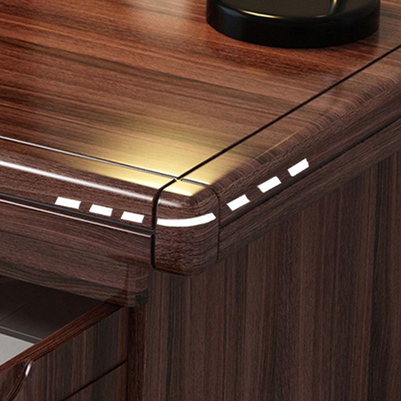 Madera de escritorio de escritura de oficina de forma rectangular en marrón para la oficina