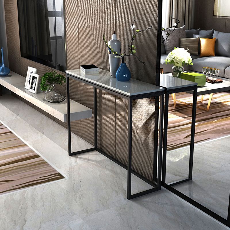 Tavolo della console rettangolare glam con tavolo di divano in marmo bianco, 30 "