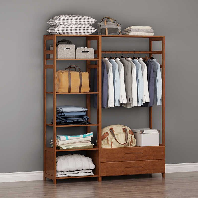 Zeitgenössische Holzattrack Hängende Schiene und Regale Aufbewahrungsbleiderbügel