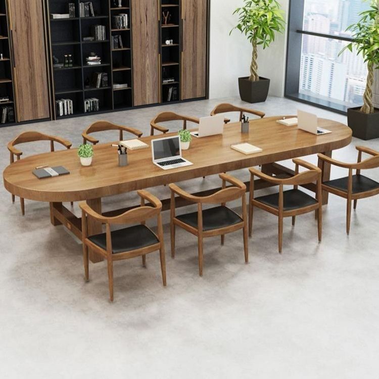 Moderner Oval Desk Konferenztisch Office Holzschreiber ohne Stuhl ohne Stuhl