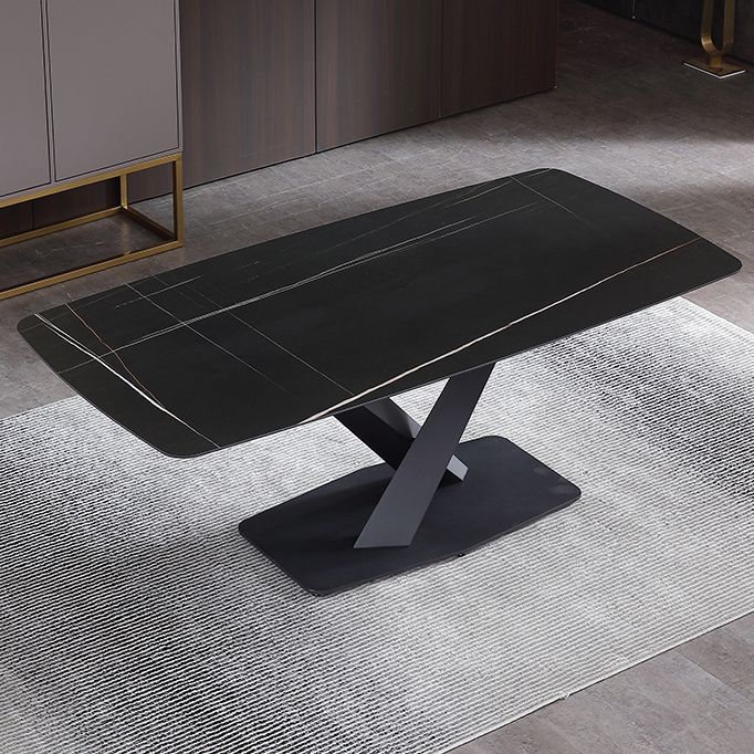 Metal Modern Rectangular Dining Table Sintered Stone Table for Dining Room Clearhalo ' dining_table' 'Dining Tables & Seating' 'Dining Tables' 'Furniture' 'furniture_dining_table' 'Kitchen & Dining Furniture' 'kitchen&dining_furn' 'kitchen' 'kitchen_dining_table' 1200x1200_a45c1814-9cdd-4f70-941f-34c539d186a6
