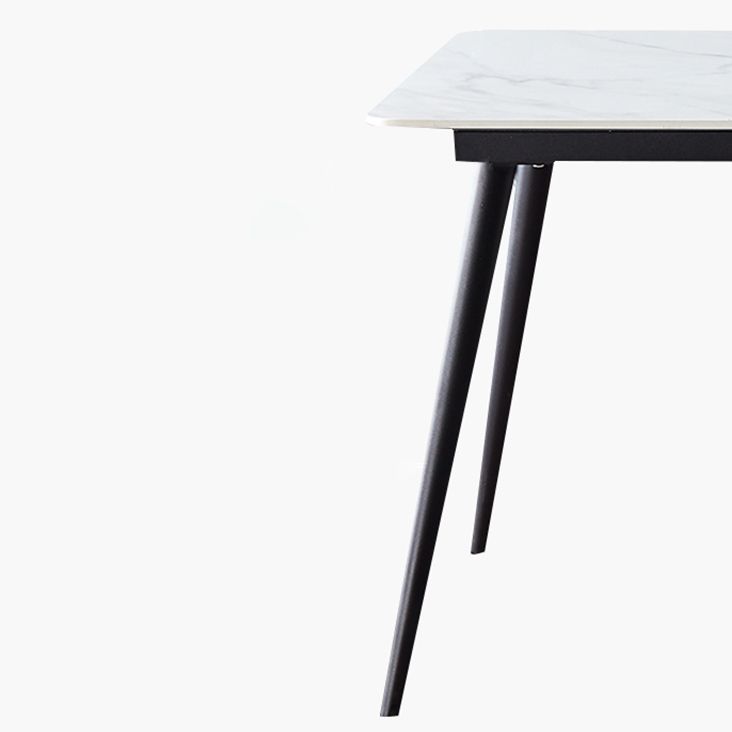 Mesa de cena de piedra rectangular industrial mesa de comedor de base de trípode negro