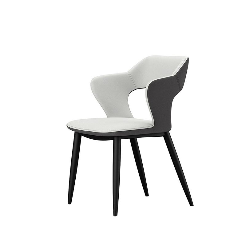 Metal Contemporary Dining Chair with Arms Matte Finish Open Back Dining Side Chair Clearhalo 'Dining Chairs' 'Dining Tables & Seating' 'dining_chair' 'furn' 'furn_dining_chair' 'Furniture' 'furniture_dining_chair' 'Kitchen & Dining Furniture' 1200x1200_a45d26b4-4104-44e4-b043-d6b529d8dfe6