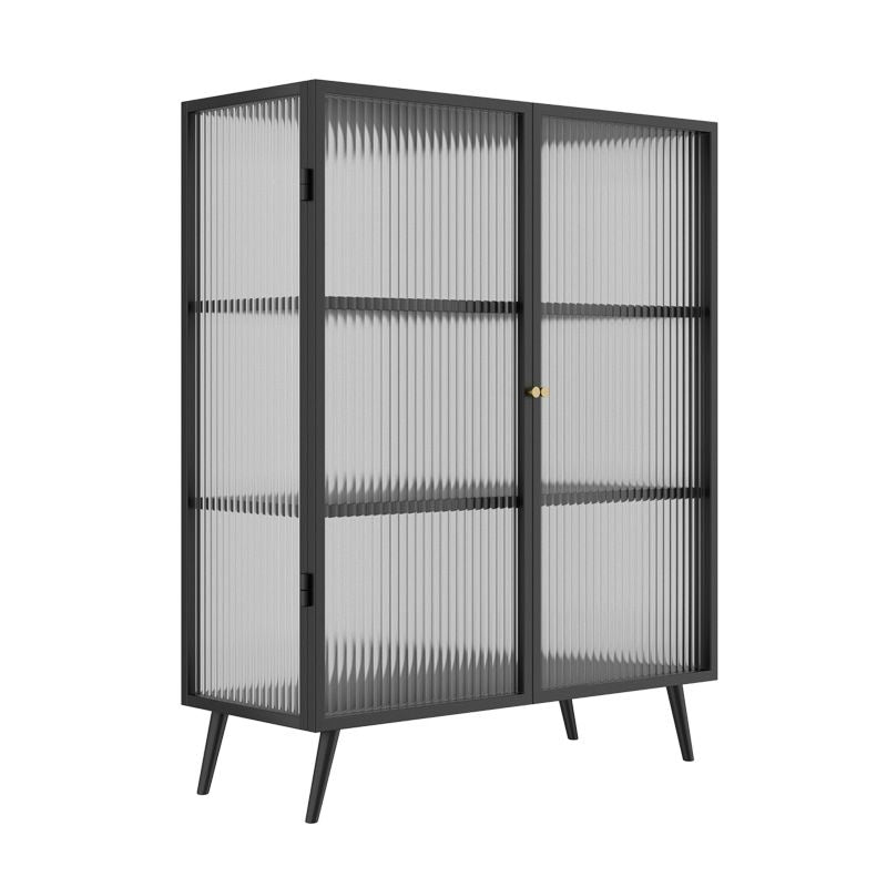 Rectangle Metal Storage Sideboard Contemporary Side Board with Glass Door Clearhalo 'buffet_sideboard' 'Buffets & Sideboards' 'furn' 'furn_buffet_sideboard' 'Furniture' 'Kitchen & Dining Furniture' 1200x1200_a45efdf8-5342-40c8-8d10-23d08505cf9e
