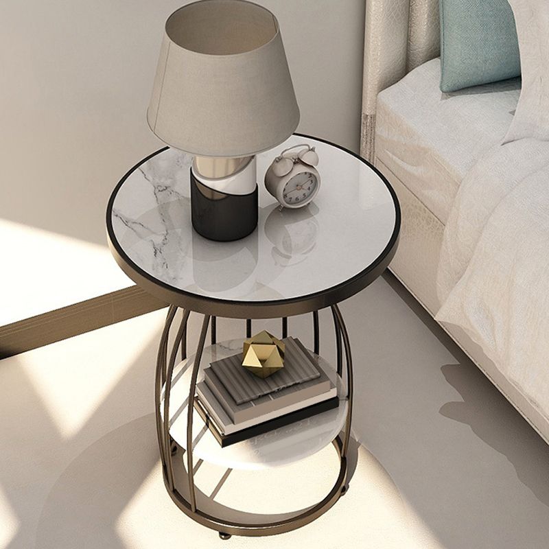 Faux Marble Accent Table Nightstand 24.8" Tall Bedside Cabinet Clearhalo 'Bedroom Furniture' 'furn' 'furn_night_stand' 'Furniture' 'night_stand' 'Nightstands' 1200x1200_a460bbbd-6263-4b56-a7dd-d570b815bf9a
