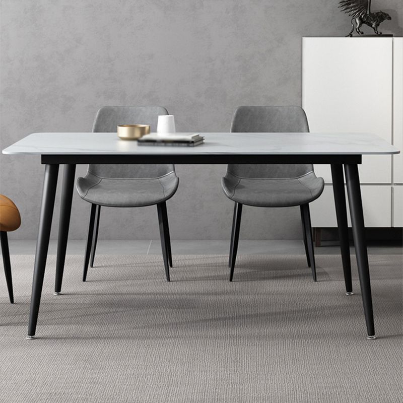 Rectangle Stone Dining Table Modern Dining Table with 4 Black Legs Clearhalo 'Dining Tables & Seating' 'Dining Tables' 'dining_table' 'furn' 'furn_dining_table' 'Furniture' 'furniture_dining_table' 'Kitchen & Dining Furniture' 1200x1200_a46120bd-2fa5-49f3-a852-f3e973d67c0f
