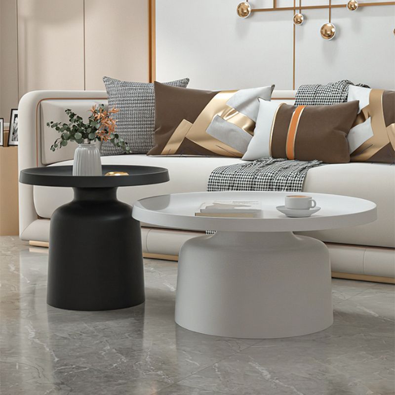 Mid-Century Iron Coffee Table Pedestal Round Tray Top Cocktail Table Set Clearhalo 'Coffee & Accent Tables' 'Coffee Tables' 'coffee_tables' 'furn' 'furn_coffee_tables' 'Furniture' 'Living Room Furniture' 1200x1200_a4640493-05a5-4993-90c5-8109408237ea