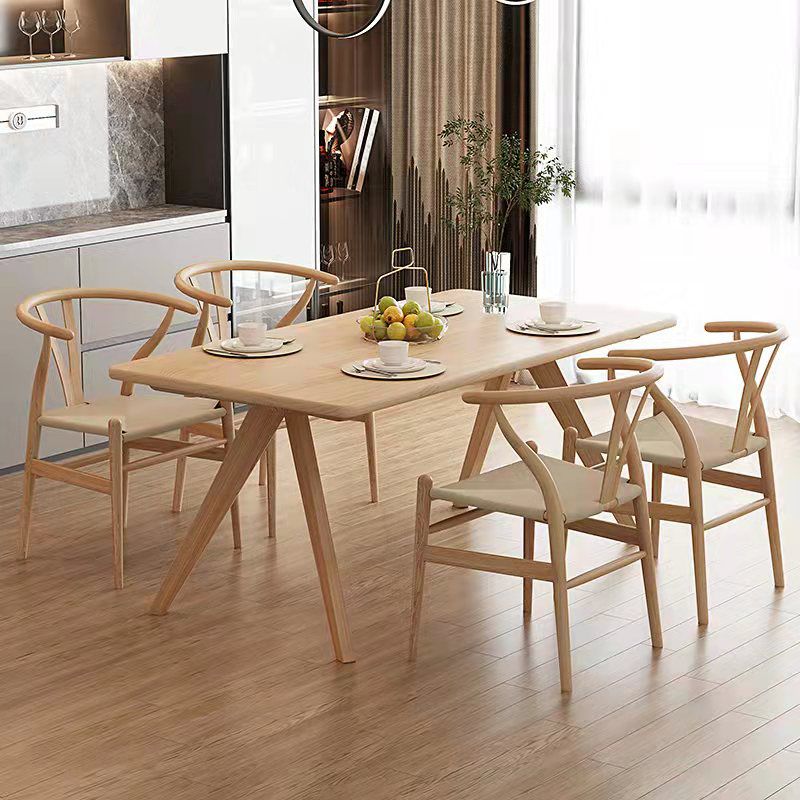 Pine Solid Wood Dining Table Rectangle Dining Table in Natural