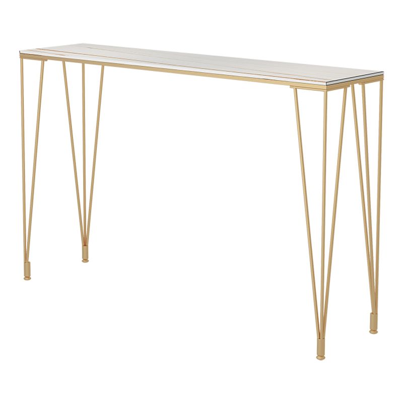 Glam Gold Iron Bar Dining Table White Stone Top Indoor Bistro Table with 4-Legs Pedestal Clearhalo 'Bar Furniture' 'Bar Tables' 'bar_tables' 'furn' 'furn_bar_tables' 'Furniture' 'furniture_bar_tables' 'Kitchen & Dining Furniture' 1200x1200_a4675a98-0dfb-4fa8-aaa6-ca9e899281a3