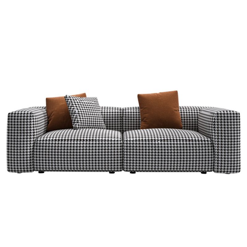 Stof moderne HoundStooth Patroon Sofa Tuxedo Arm Sofa met kussens