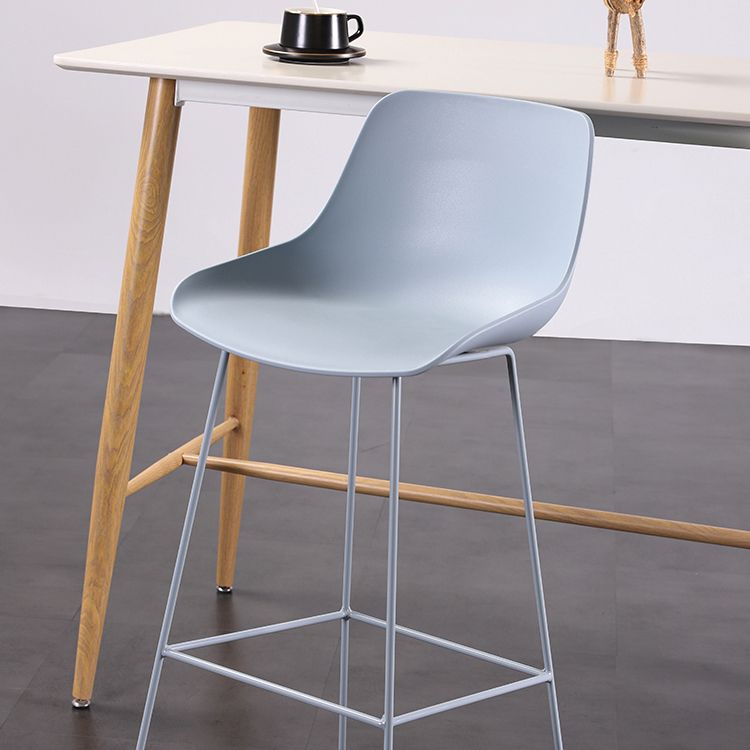 Contemporary Plastic Low Back Armless Bar Stool with Metal Base