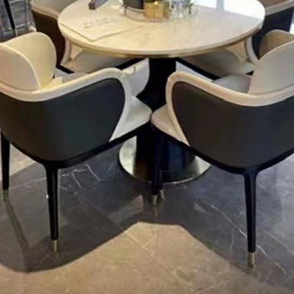 Silla de brazo de cuero de imitación sillas de estilo nórdico parsons con piernas negras