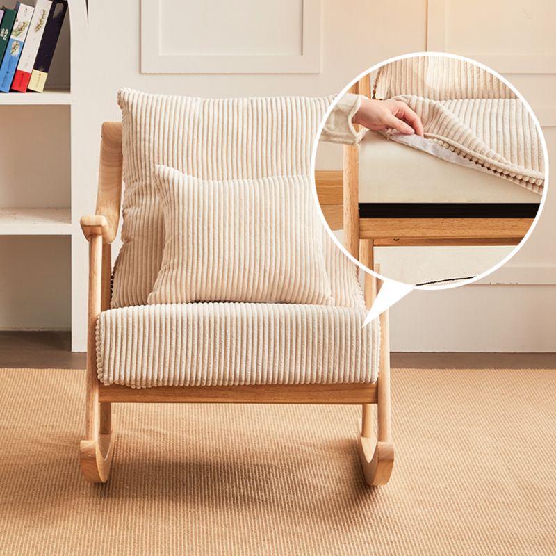 Suede and Solid Wood Rocking Chair with Padded Seat Rocker Chair Removable Cushions Clearhalo 'Chairs & Seating' 'furn' 'furn_rocking_chairs' 'Furniture' 'Living Room Furniture' 'Rocking Chairs' 'rocking_chairs' 1200x1200_a46a0c8a-00d5-4e53-8a0b-87a37b88d493