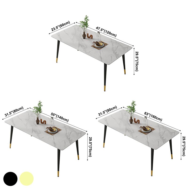 Glam Sintered Stone Kitchen Dining Table White Kitchen Dining Table with 4 Legs Base Clearhalo ' dining_table' 'Dining Tables & Seating' 'Dining Tables' 'furn' 'furn_dining_table' 'Furniture' 'furniture_dining_table' 'Kitchen & Dining Furniture' 'kitchen&dining_furn' 'kitchen' 'kitchen_dining_table' 1200x1200_a46a1a01-520b-4102-93ae-13b6c292a364