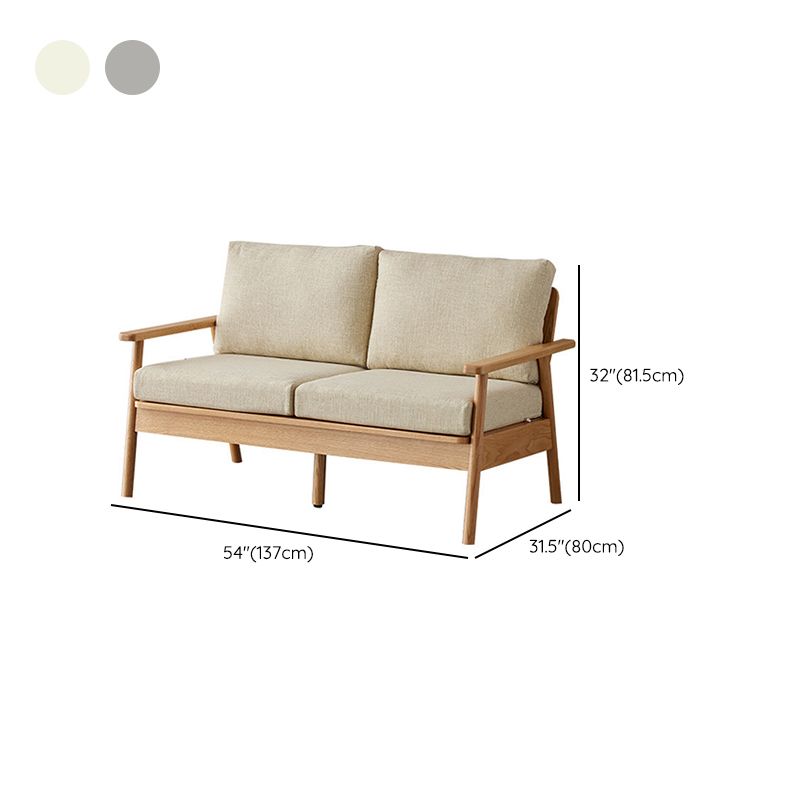 Skandinavisches Festholz -Leinensofa mit Kissen zurück für Wohnzimmer