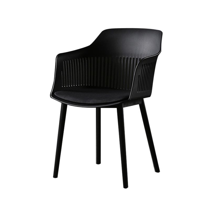 Contemporary Slat Back Arm Chair Matte Finish Metal Chair for Patio Clearhalo ' kitchen&dining_furn' 'Dining Chairs' 'Dining Tables & Seating' 'dining_chair' 'furn' 'furn_dining_chair' 'Furniture' 'furniture_dining_chair' 'Kitchen & Dining Furniture' 'kitchen' 1200x1200_a46eb2ac-4dd7-49bc-9dfc-45200eb39bcf