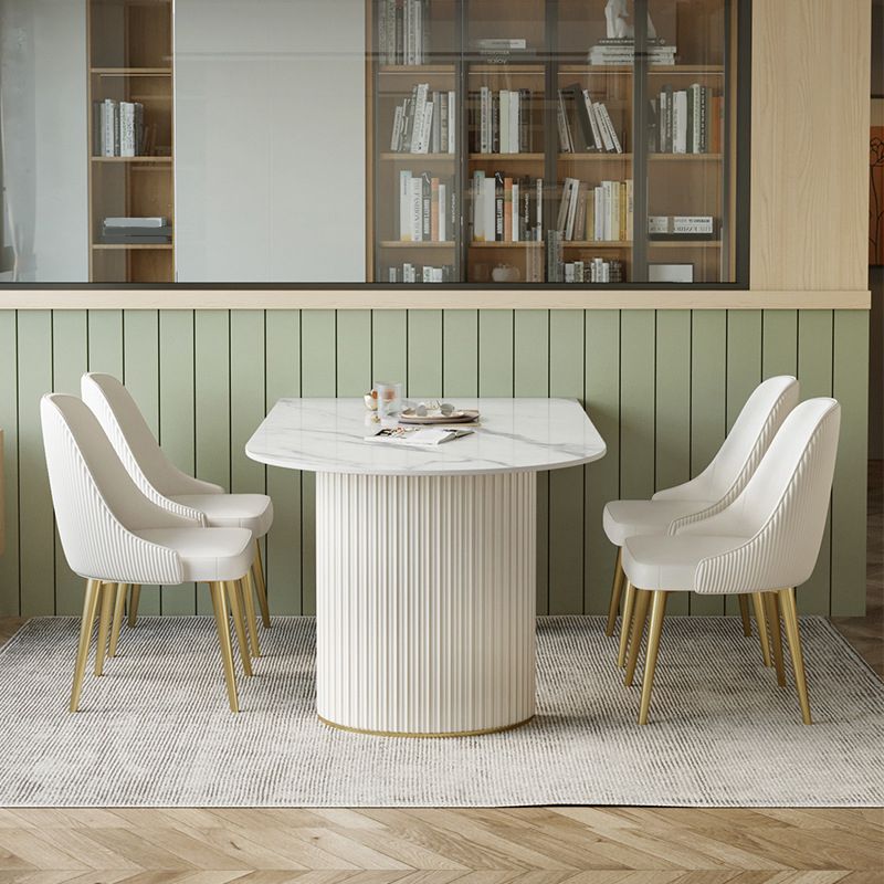 Glam Double Pedestal Dining Table Stone Table for Dining Room Clearhalo 'Dining Tables & Seating' 'Dining Tables' 'dining_table' 'furn' 'furn_dining_table' 'Furniture' 'Kitchen & Dining Furniture' 1200x1200_a46ebeaf-a3ab-48df-913d-53db8c427d87