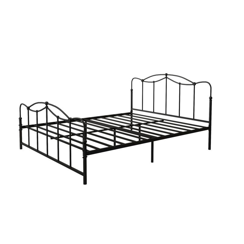Glam Iron Open-Frame Bed with Camelback Headboard and Metal Legs