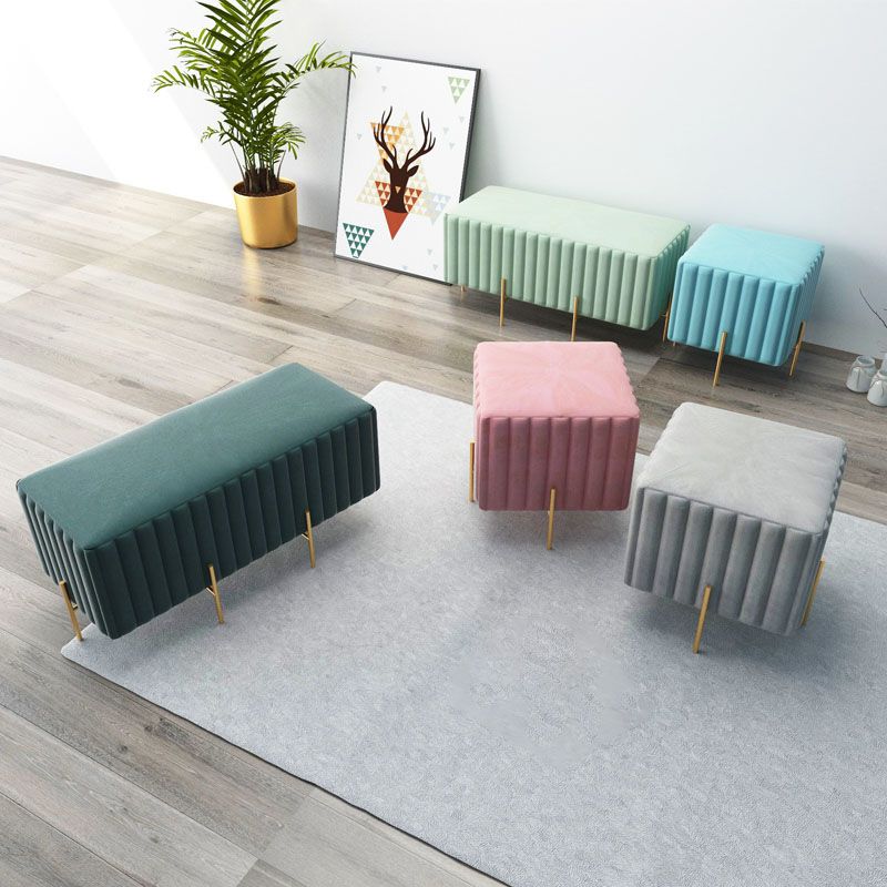 Glam Entryway Bench Cushioned Metal Seating Bench with Metal Legs Clearhalo 'Benches' 'Chairs & Seating' 'furn' 'furn_benches' 'Furniture' 'Living Room Furniture' 1200x1200_a4702175-a9a5-49d6-b620-a8946f5a7c5c