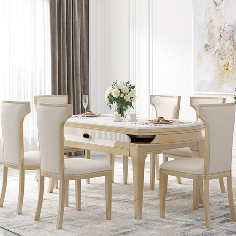 現代の1/2/5/7ピース家具丸い石のダイニングセットホワイト