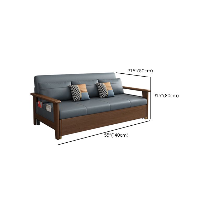 Convertible Square Arm Sofa with Pillows Faux Leather Sofa Bed in Blue Clearhalo 'furn' 'furn_sofas' 'Furniture' 'Living Room Furniture' 'Sofa' 'sofas' 1200x1200_a4709f1a-6214-457d-86b9-4f20471ccd51