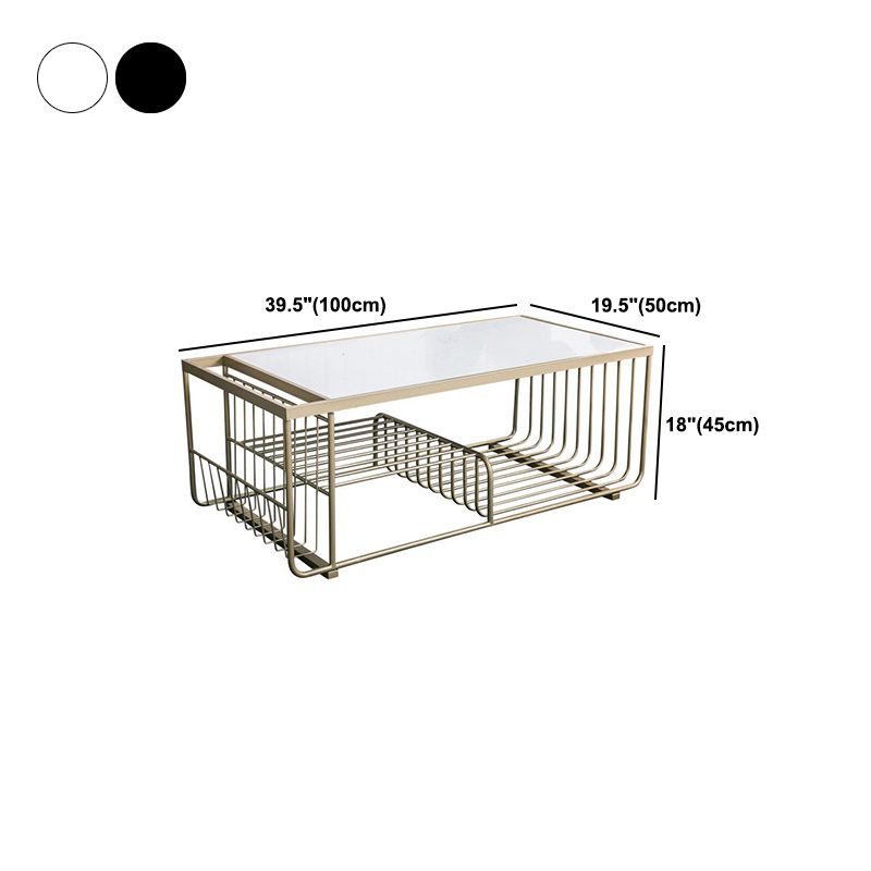 Rectangle Cocktail Table with 3 Iron Shelves and Marble Top Coffee Table Clearhalo 'Coffee & Accent Tables' 'Coffee Tables' 'coffee_tables' 'furn' 'furn_coffee_tables' 'Furniture' 'Living Room Furniture' 1200x1200_a470fba9-62f4-4129-aedc-07db4c1e4081