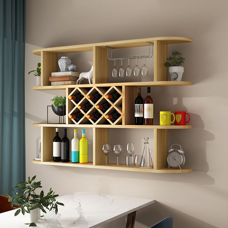 Wine Holder Rack Modern Wall Mounted Manufactured Wood for Kitchen