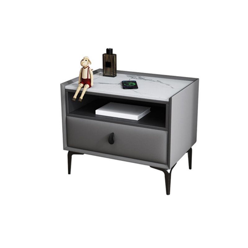 Stand de nuit en pierre / bois 19,69 "Tall Modern 1 - Tirer-Diroir