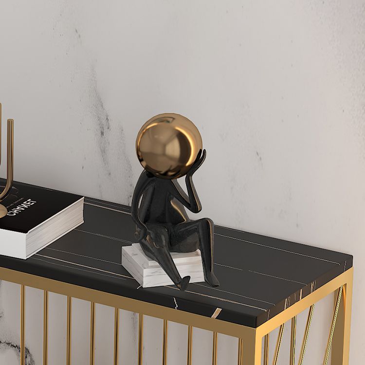 Tavolo da divano di divano console in pietra contemporanea tavolo da estremità resistente alle macchie per la sala