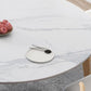 Modern White Round Shape Table Sintered Stone Top Standard Dining Table for Kitchen Clearhalo ' dining_table' 'Dining Tables & Seating' 'Dining Tables' 'furn' 'furn_dining_table' 'Furniture' 'furniture_dining_table' 'Kitchen & Dining Furniture' 'kitchen&dining_furn' 'kitchen' 'kitchen_dining_table' 1200x1200_a476a39b-07b2-4e94-8b45-157d71105b3f